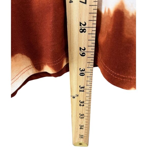 Rust Tie-Dye Tunic Top – Asymmetrical Hem, 3/4 Sleeve, Size Medium - Picture 3 of 5